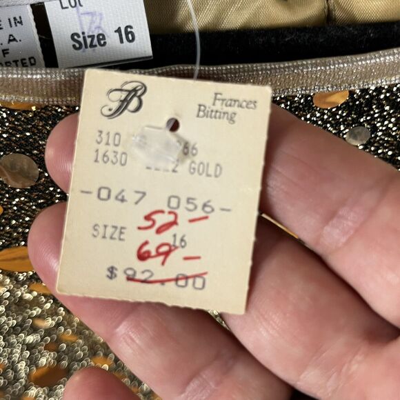 NOS Gold Sparkly Top Vtg Size 16 USA Glam Party Semi Sheer Caron Disco Rave New - Picture 17 of 17
